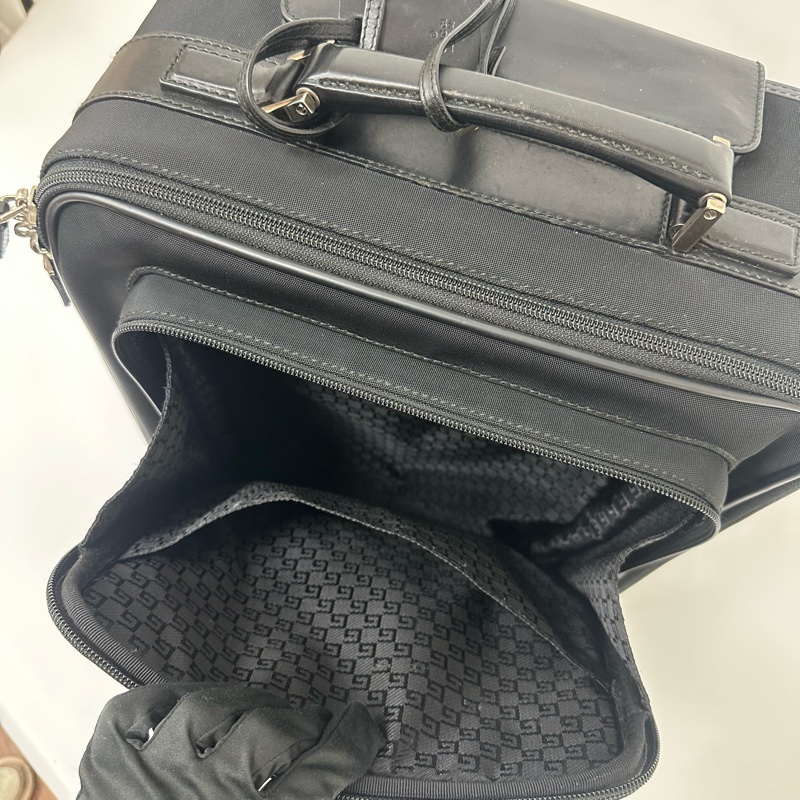 Gucci 黑色尼龍拉桿行李箱🧳 vintage 二手 中古 旅行-16