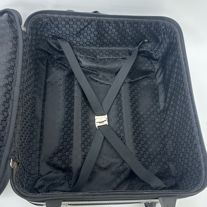 Gucci 黑色尼龍拉桿行李箱🧳 vintage 二手 中古 旅行-31