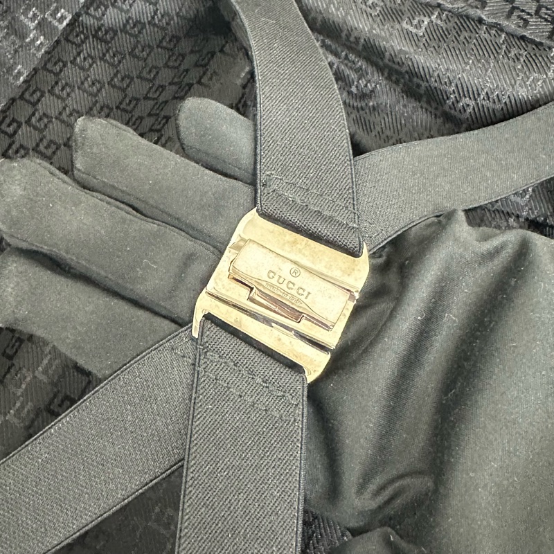 Gucci 黑色尼龍拉桿行李箱🧳 vintage 二手 中古 旅行-34