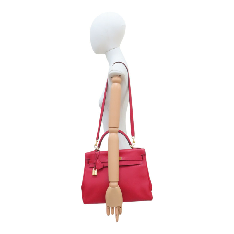 紅色 TC牛皮 Kelly 32 兩用包 T刻 金釦【HERMES 愛馬仕】-10