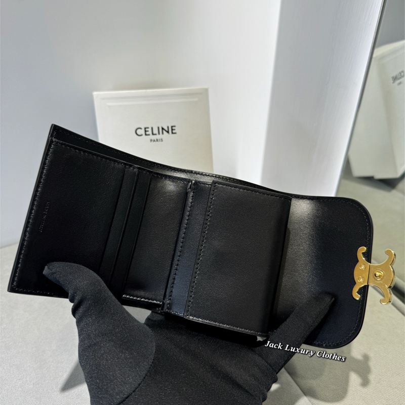 Celine 凱旋門真皮三折短夾-1