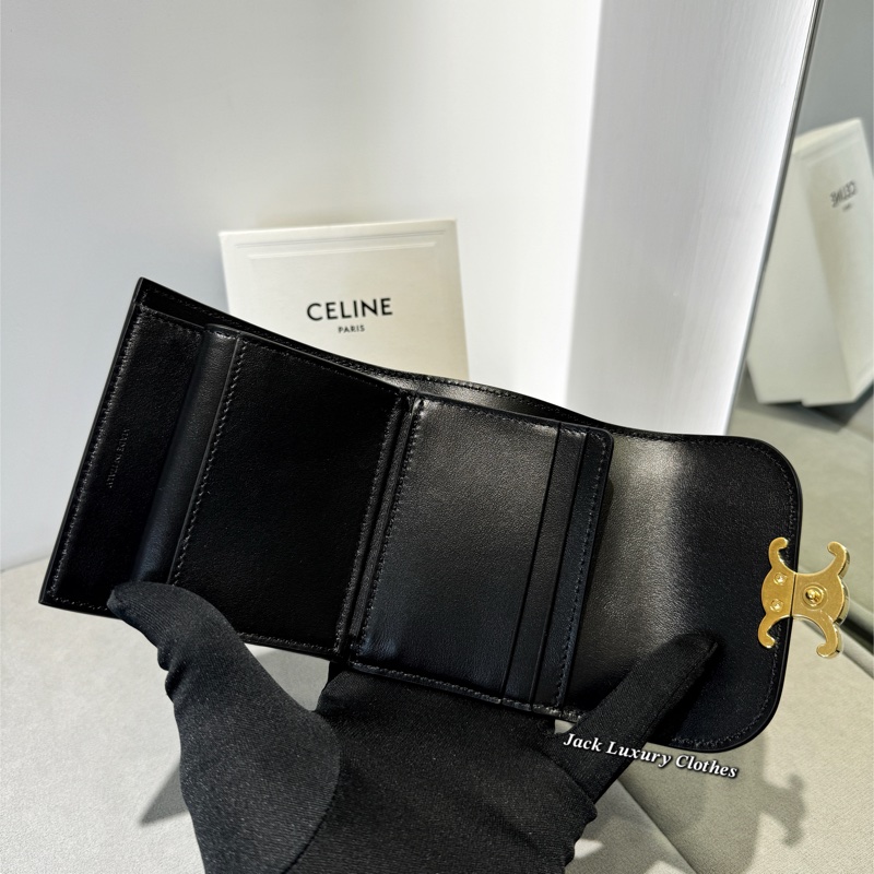 Celine 凱旋門真皮三折短夾-2