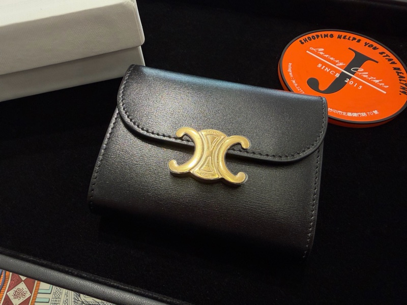 Celine 凱旋門真皮三折短夾-3