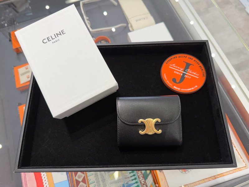 Celine 凱旋門真皮三折短夾-5