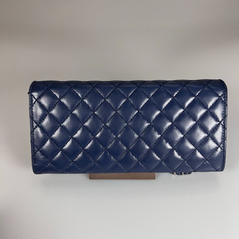 CHANEL WOC長款羊皮藍 保卡款14開-1