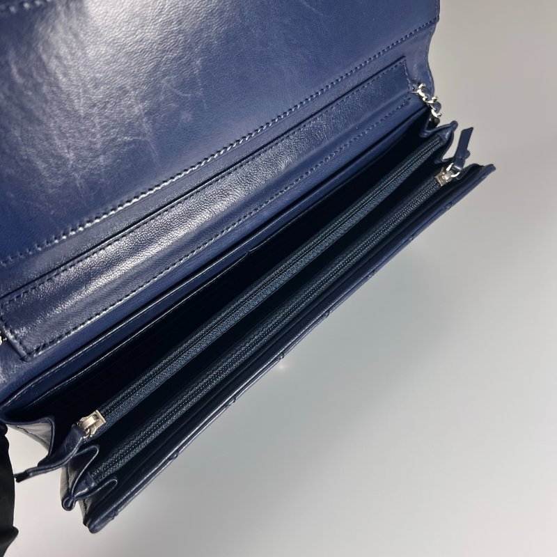 CHANEL WOC長款羊皮藍 保卡款14開-5