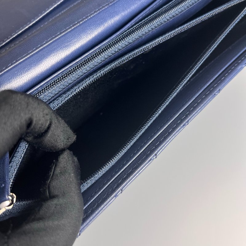 CHANEL WOC長款羊皮藍 保卡款14開-7