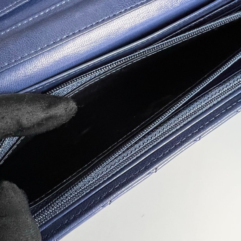 CHANEL WOC長款羊皮藍 保卡款14開-8