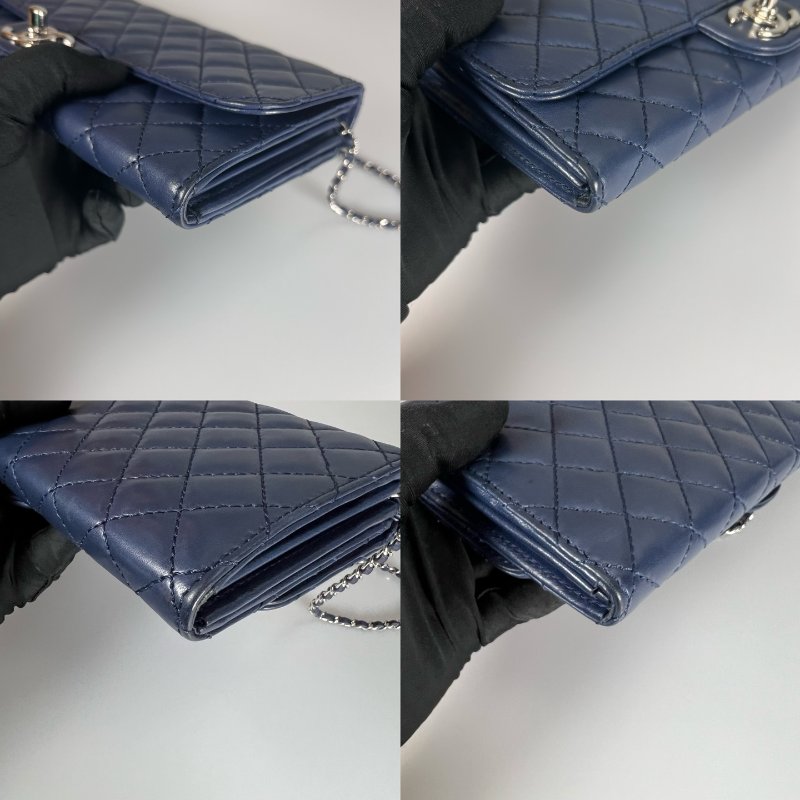 CHANEL WOC長款羊皮藍 保卡款14開-9