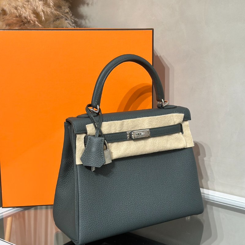 HERMES Kelly 25 - 灰綠銀 K-1