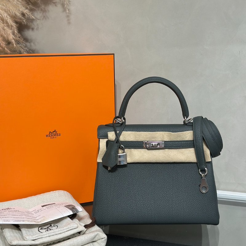 HERMES Kelly 25 - 灰綠銀 K-9