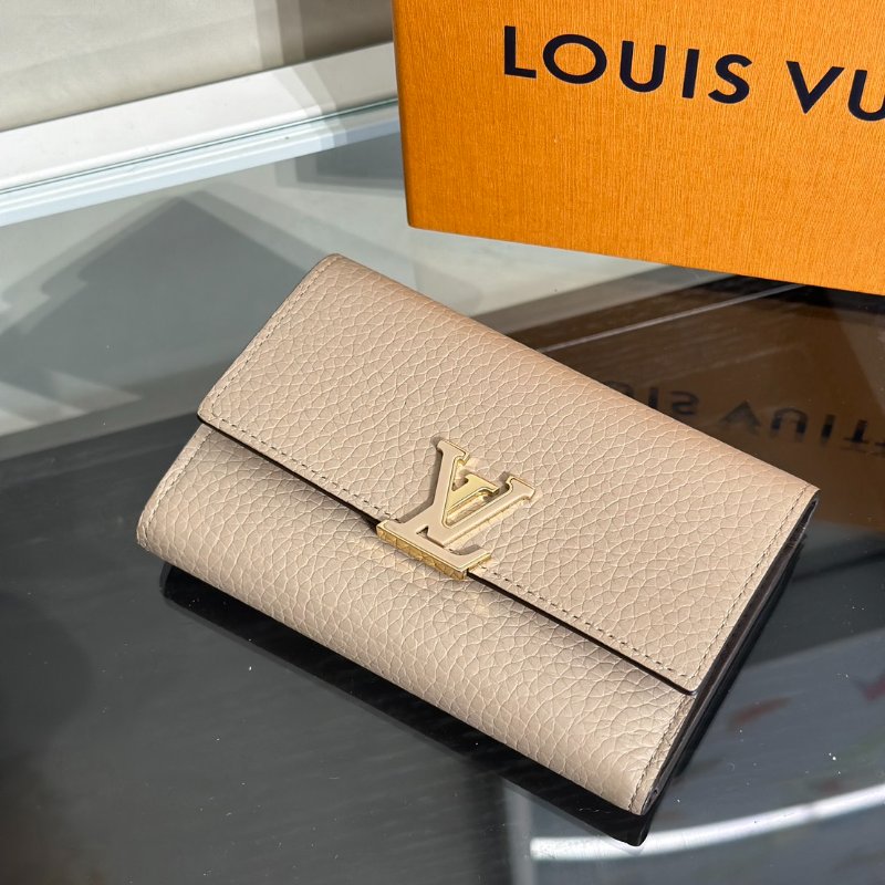 LOUIS VUITTON Capucines三折短夾 - 米灰-2