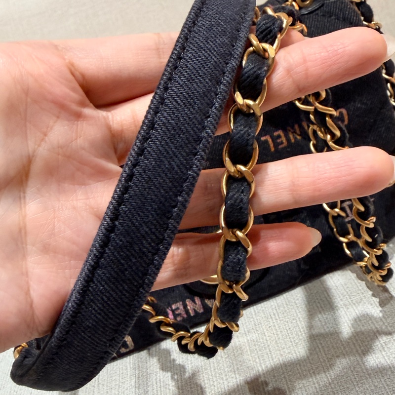 香奈兒Chanel 22P 黑色牛仔塗鴉CF 小號-4