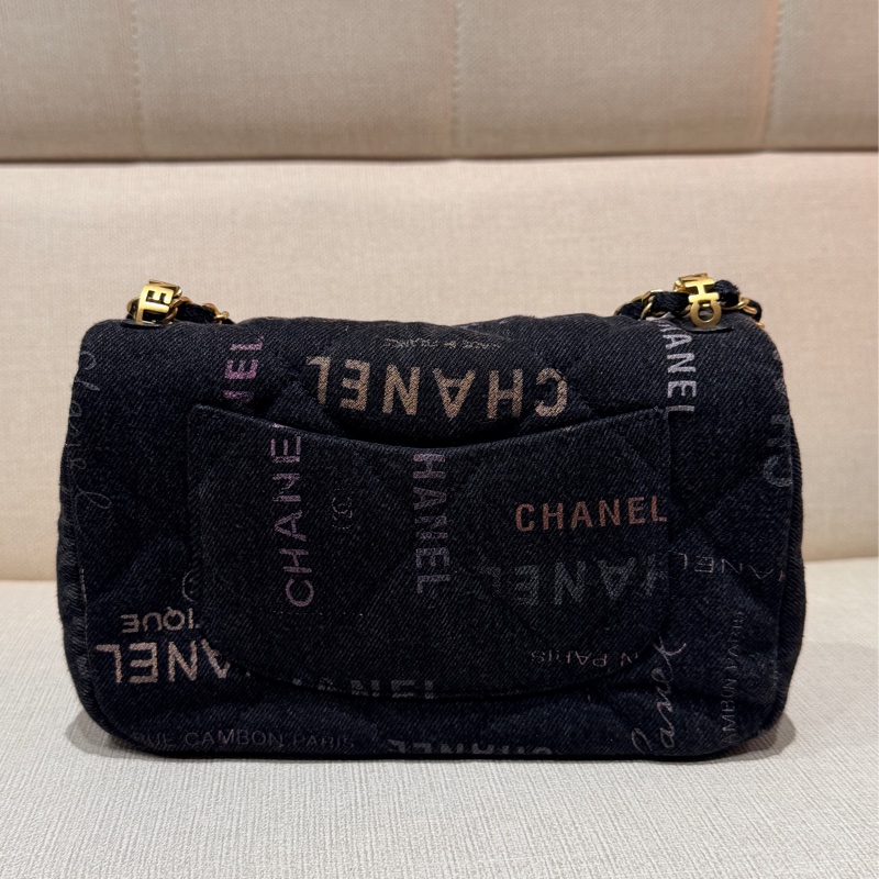 香奈兒Chanel 22P 黑色牛仔塗鴉CF 小號-6