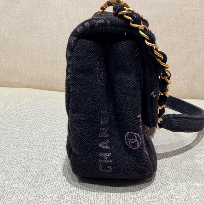 香奈兒Chanel 22P 黑色牛仔塗鴉CF 小號-7
