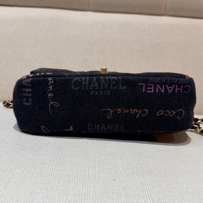 香奈兒Chanel 22P 黑色牛仔塗鴉CF 小號-9