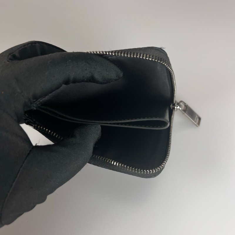 DIOR 短夾 黑鑽石菱格L字拉鍊短夾-6