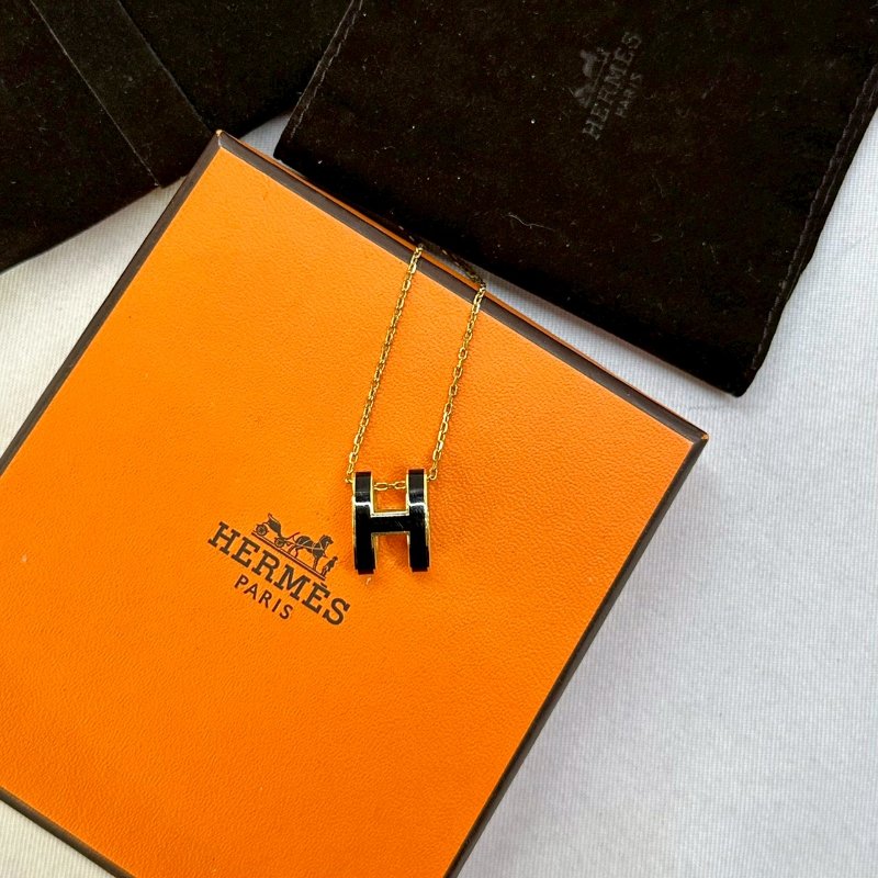 HERMES Pop H黑金簍空項鍊-0