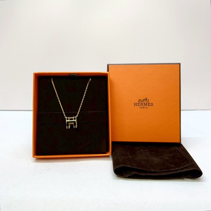 HERMES Pop H黑金簍空項鍊-1