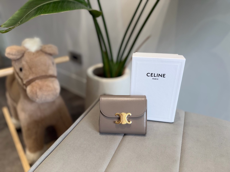 Celine 凱旋門真皮三折短夾-0