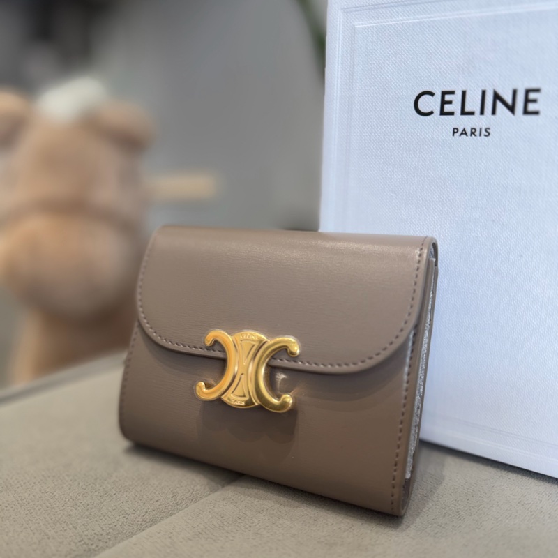 Celine 凱旋門真皮三折短夾-4