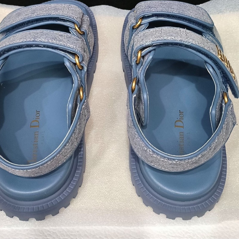 DIOR迪奧魔術貼沙灘厚底涼鞋 藍色 37碼 無附件 單品-4