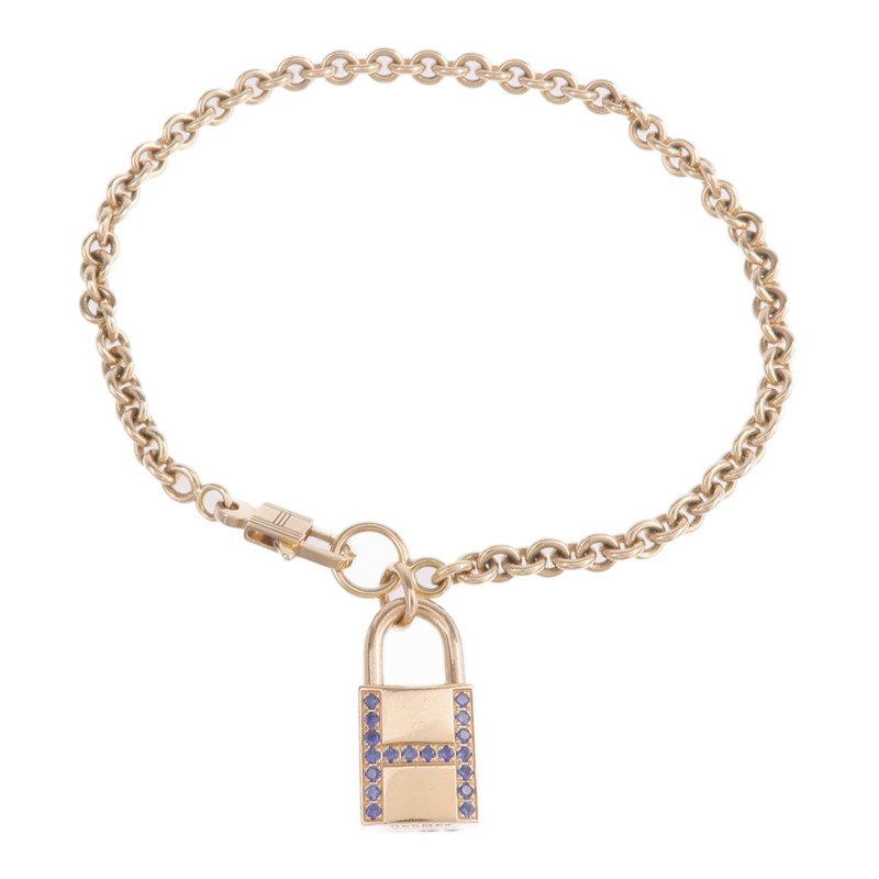 HERMES 18K玫瑰金/藍寶石Amulettes Cadenas Bracelet手鏈-3