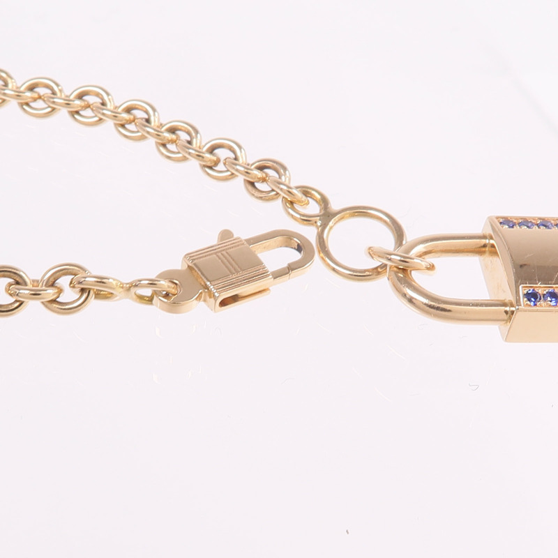 HERMES 18K玫瑰金/藍寶石Amulettes Cadenas Bracelet手鏈-5