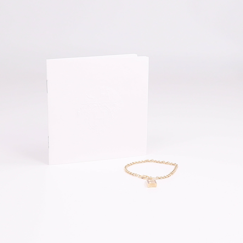 HERMES 18K玫瑰金/藍寶石Amulettes Cadenas Bracelet手鏈-9