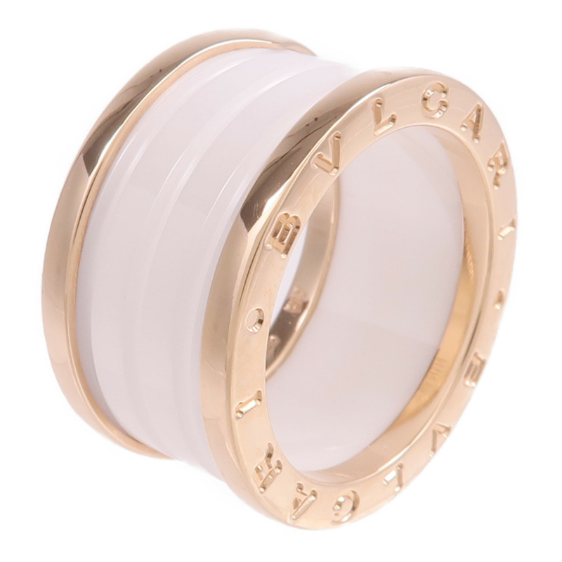BVLGARI 18K玫瑰金/陶瓷B-zero1戒指BVLGARI#54/US#6.5-0