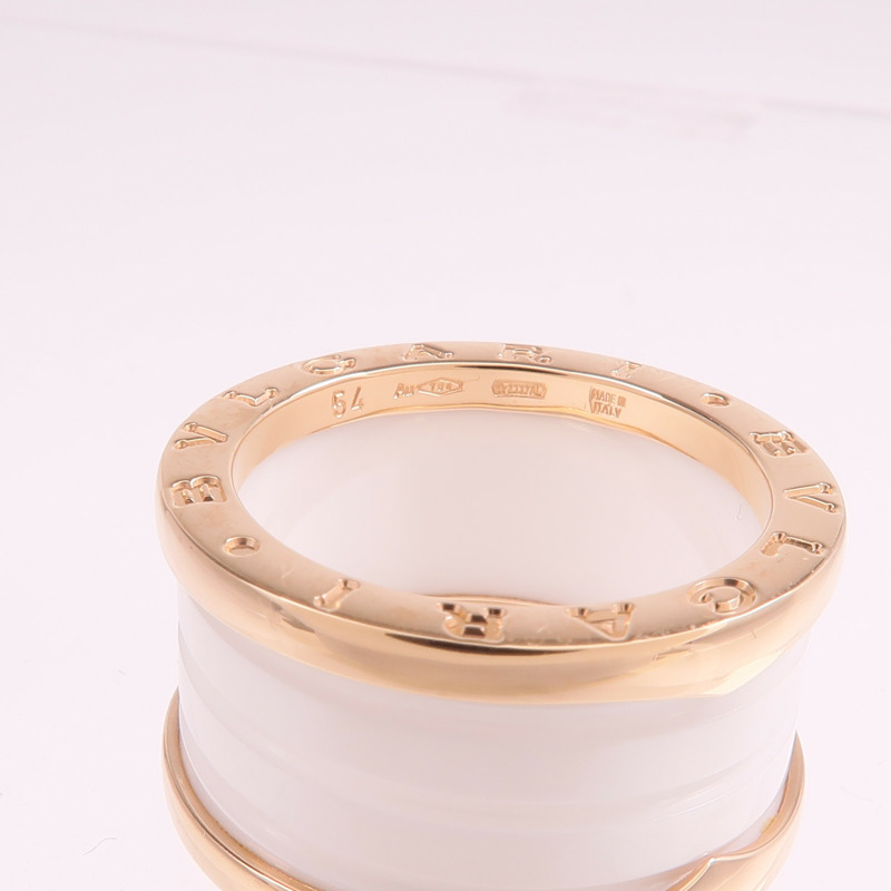 BVLGARI 18K玫瑰金/陶瓷B-zero1戒指BVLGARI#54/US#6.5-4