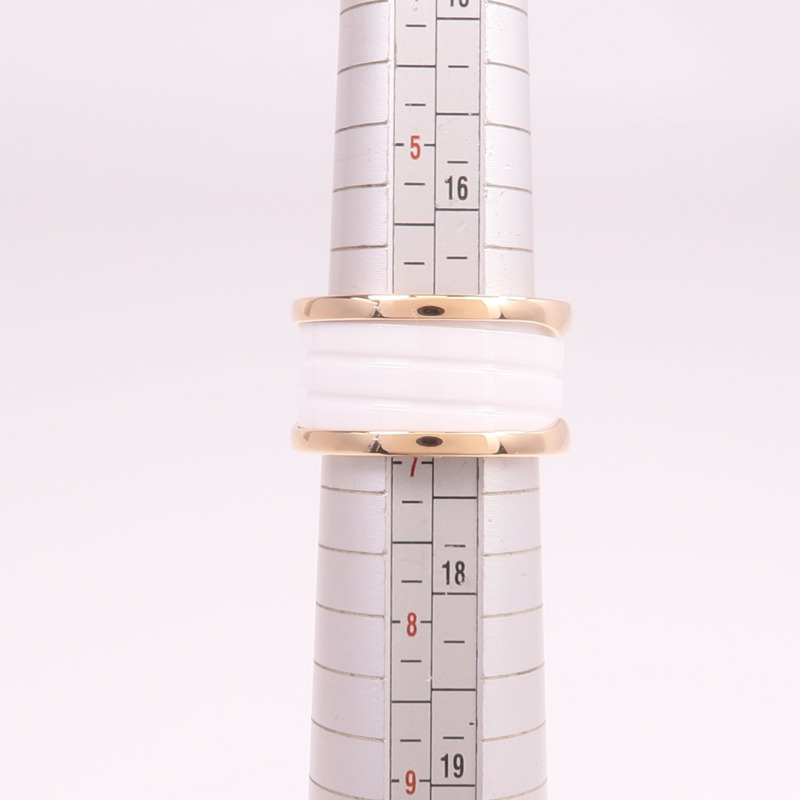 BVLGARI 18K玫瑰金/陶瓷B-zero1戒指BVLGARI#54/US#6.5-5