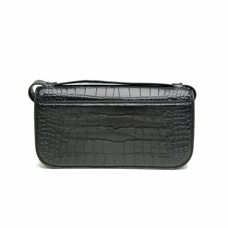 BALENCIAGA 黑色牛皮Gossip鱷魚壓紋單肩包-2