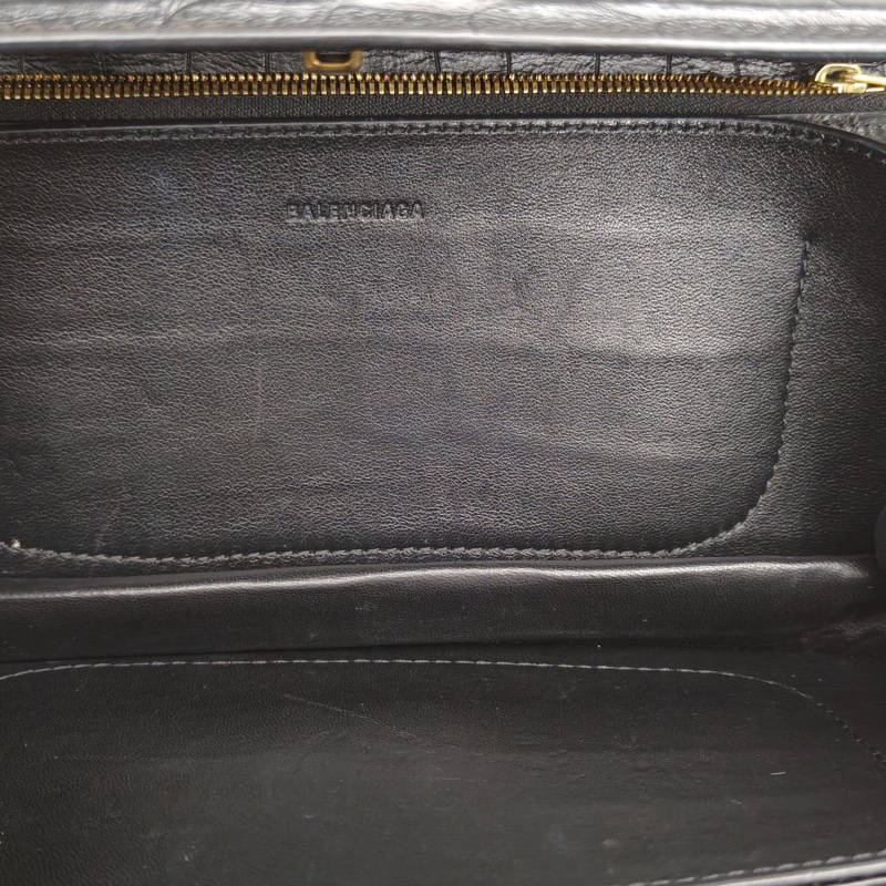 BALENCIAGA 黑色牛皮Gossip鱷魚壓紋單肩包-5