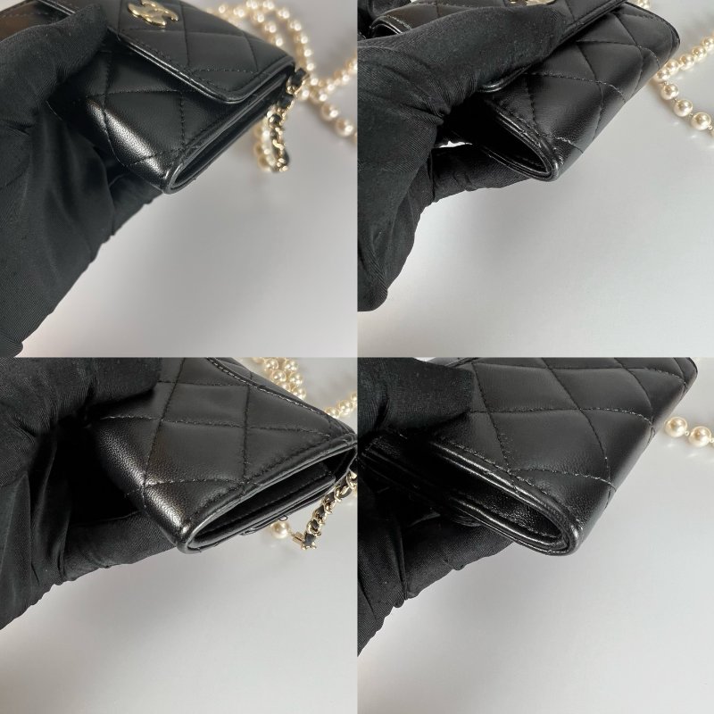 CHANEL 珍珠小廢包羊皮黑 AP2583/保卡款31開-10