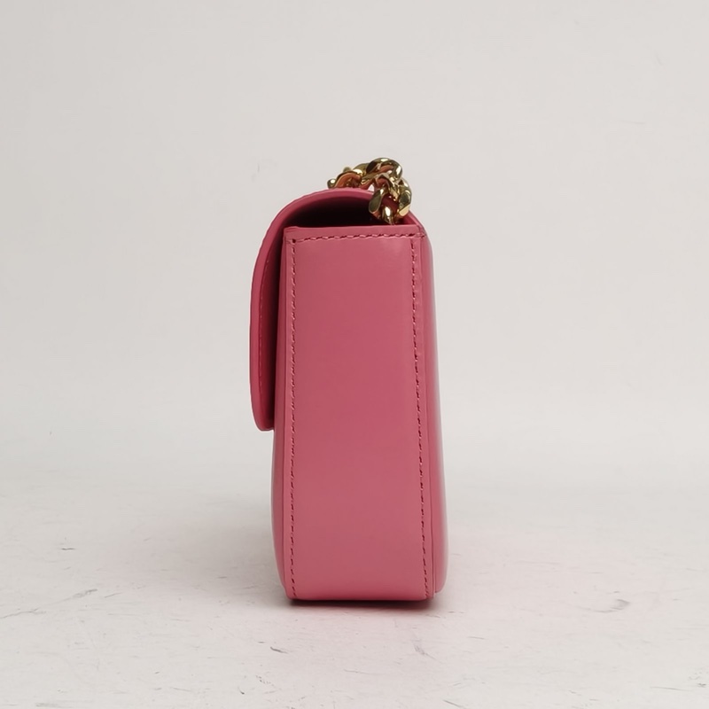 CELINE 凱旋門金屬鎖扣橫版肩背包鏈條款粉色牛皮-1