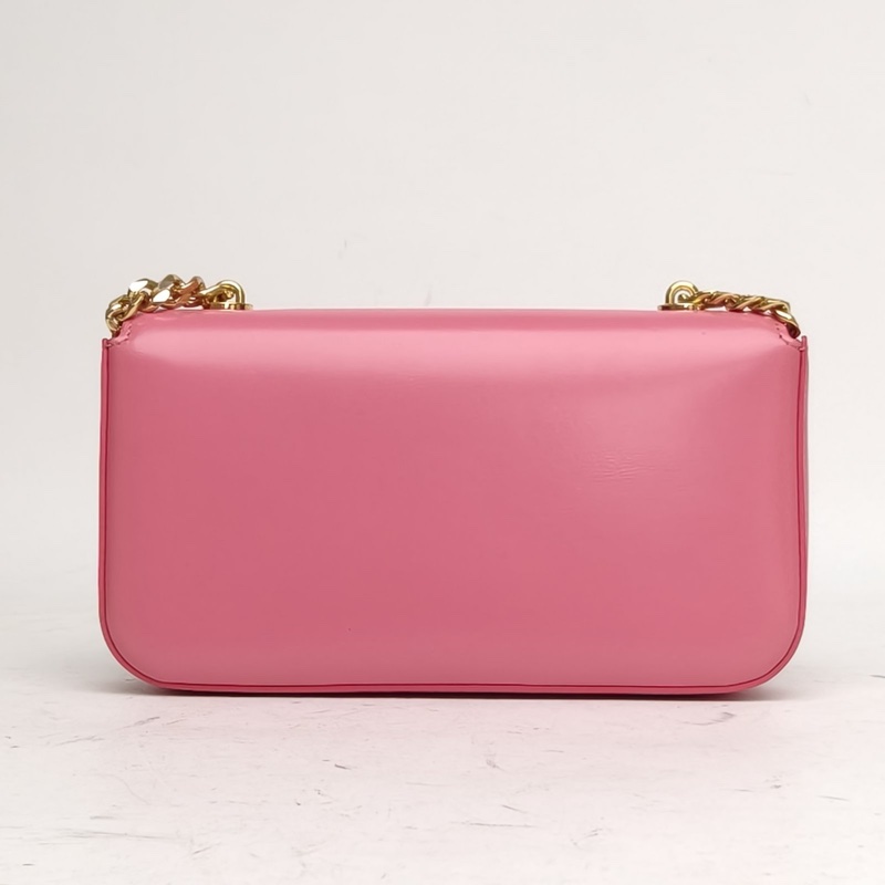 CELINE 凱旋門金屬鎖扣橫版肩背包鏈條款粉色牛皮-2