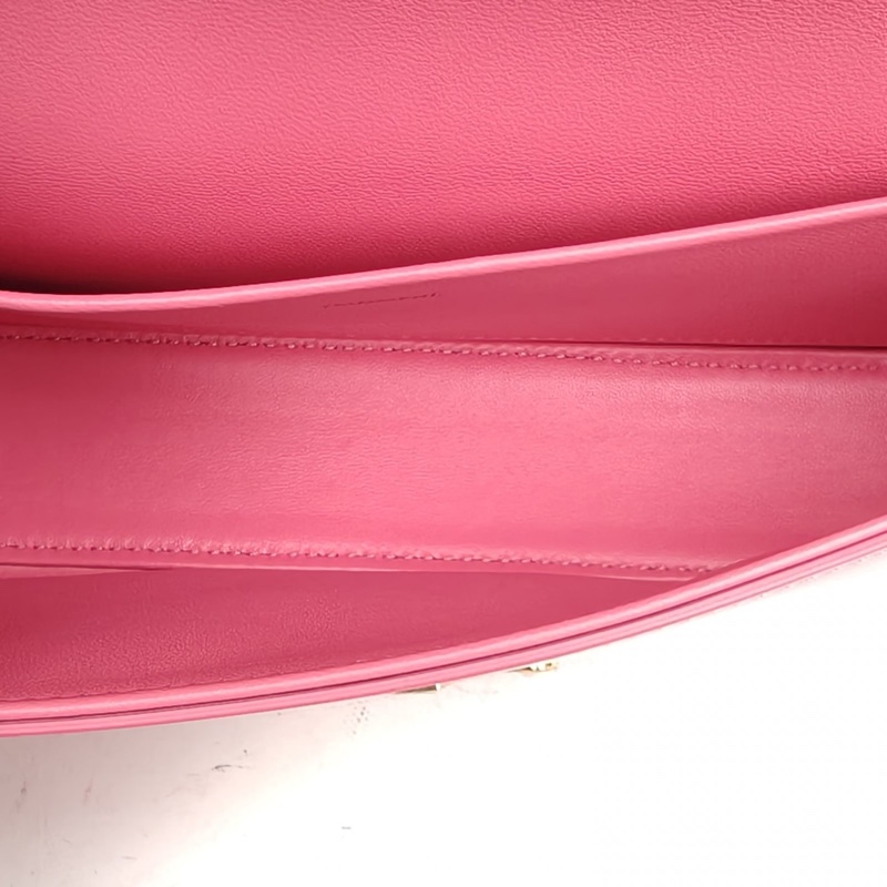 CELINE 凱旋門金屬鎖扣橫版肩背包鏈條款粉色牛皮-5