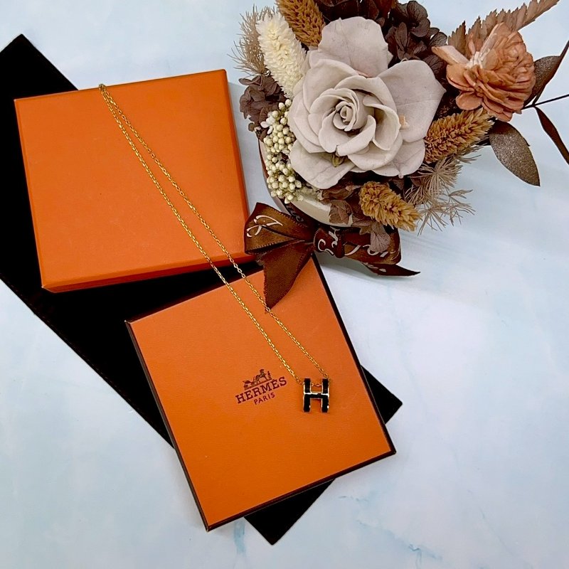 HERMES Pop H黑金項鍊-1