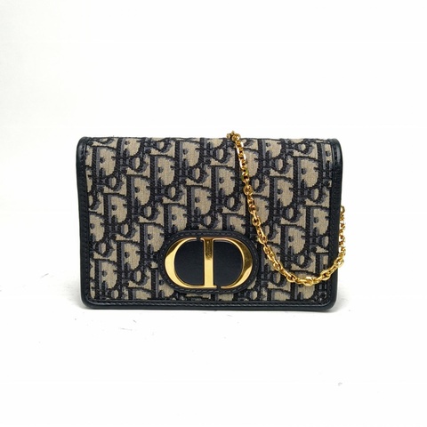 DIOR 30Montaigne蒙田二合一WOC腰包墨藍色帆布金扣