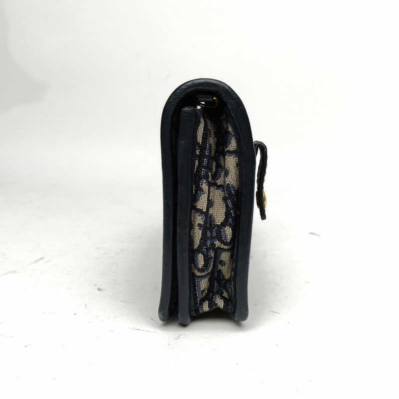 DIOR 30Montaigne蒙田二合一WOC腰包墨藍色帆布金扣-1