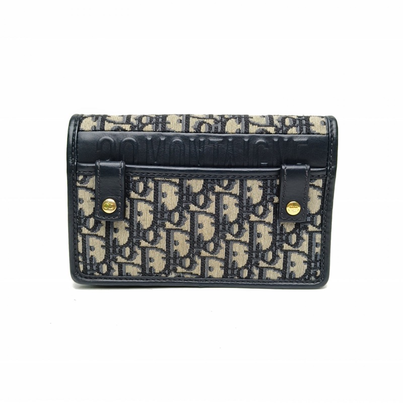 DIOR 30Montaigne蒙田二合一WOC腰包墨藍色帆布金扣-2