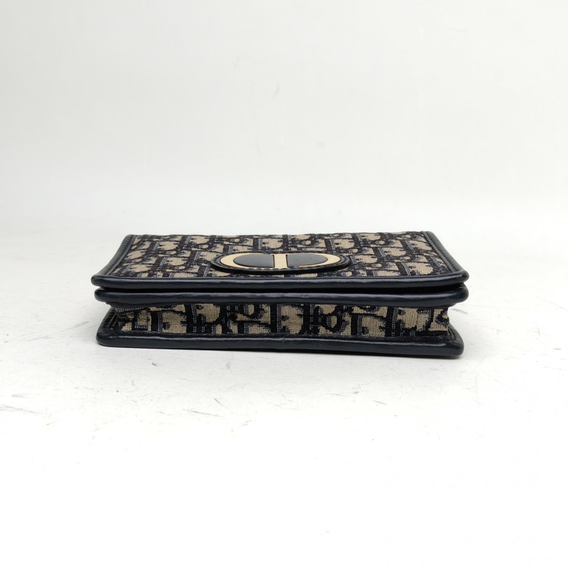 DIOR 30Montaigne蒙田二合一WOC腰包墨藍色帆布金扣-3