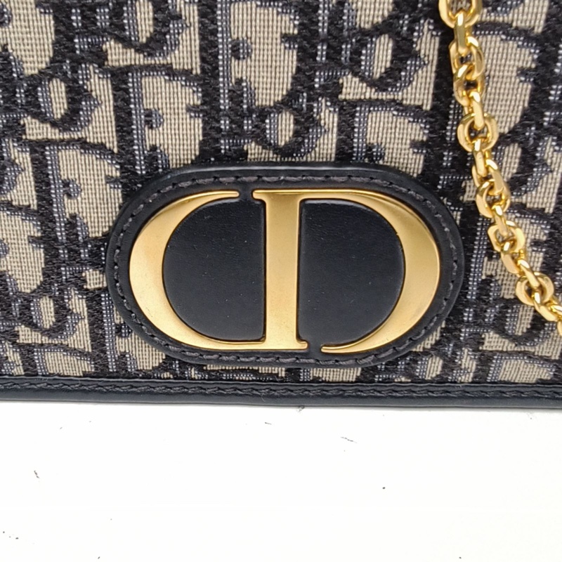 DIOR 30Montaigne蒙田二合一WOC腰包墨藍色帆布金扣-4