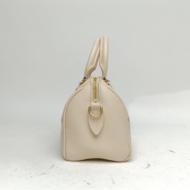 LOUIS VUITTON Speedy20可拆卸肩帶米白色牛皮晶片奶油草莓-1