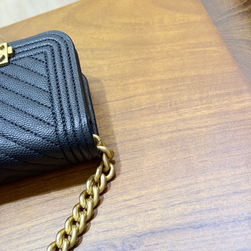 9新✨ 香奈兒CHANEL🖤荔枝皮 leboy金珠斜背卡包 斜背錢包   可斜背也可腰鏈包-10