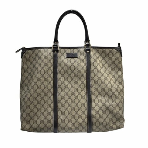 GUCCI 古馳 TOTE BAG 帆布 PVC 老花 托特包 棕色 金釦