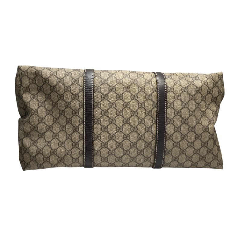 GUCCI 古馳 TOTE BAG 帆布 PVC 老花 托特包 棕色 金釦-4