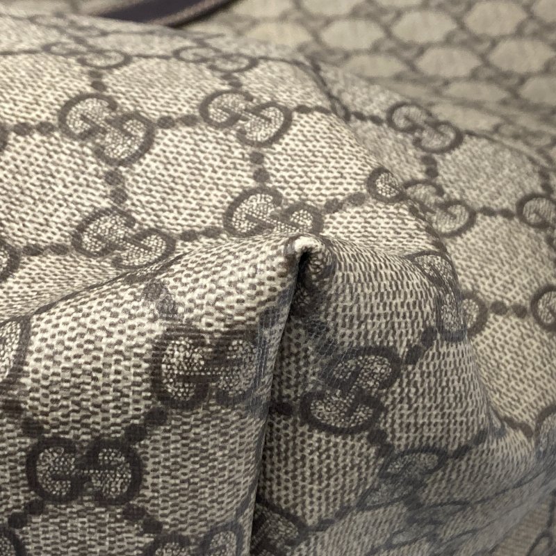 GUCCI 古馳 TOTE BAG 帆布 PVC 老花 托特包 棕色 金釦-5