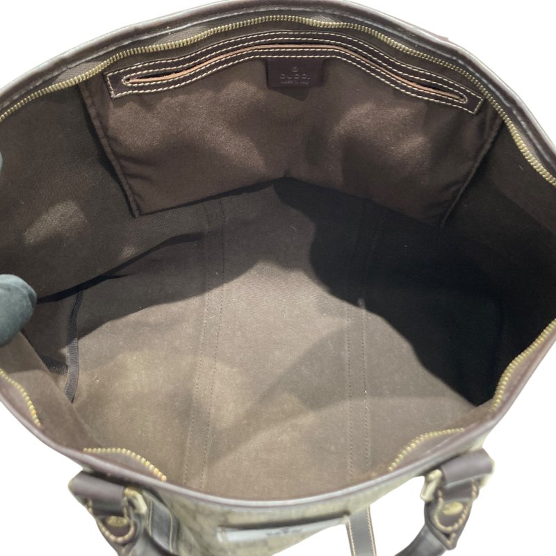 GUCCI 古馳 TOTE BAG 帆布 PVC 老花 托特包 棕色 金釦-9